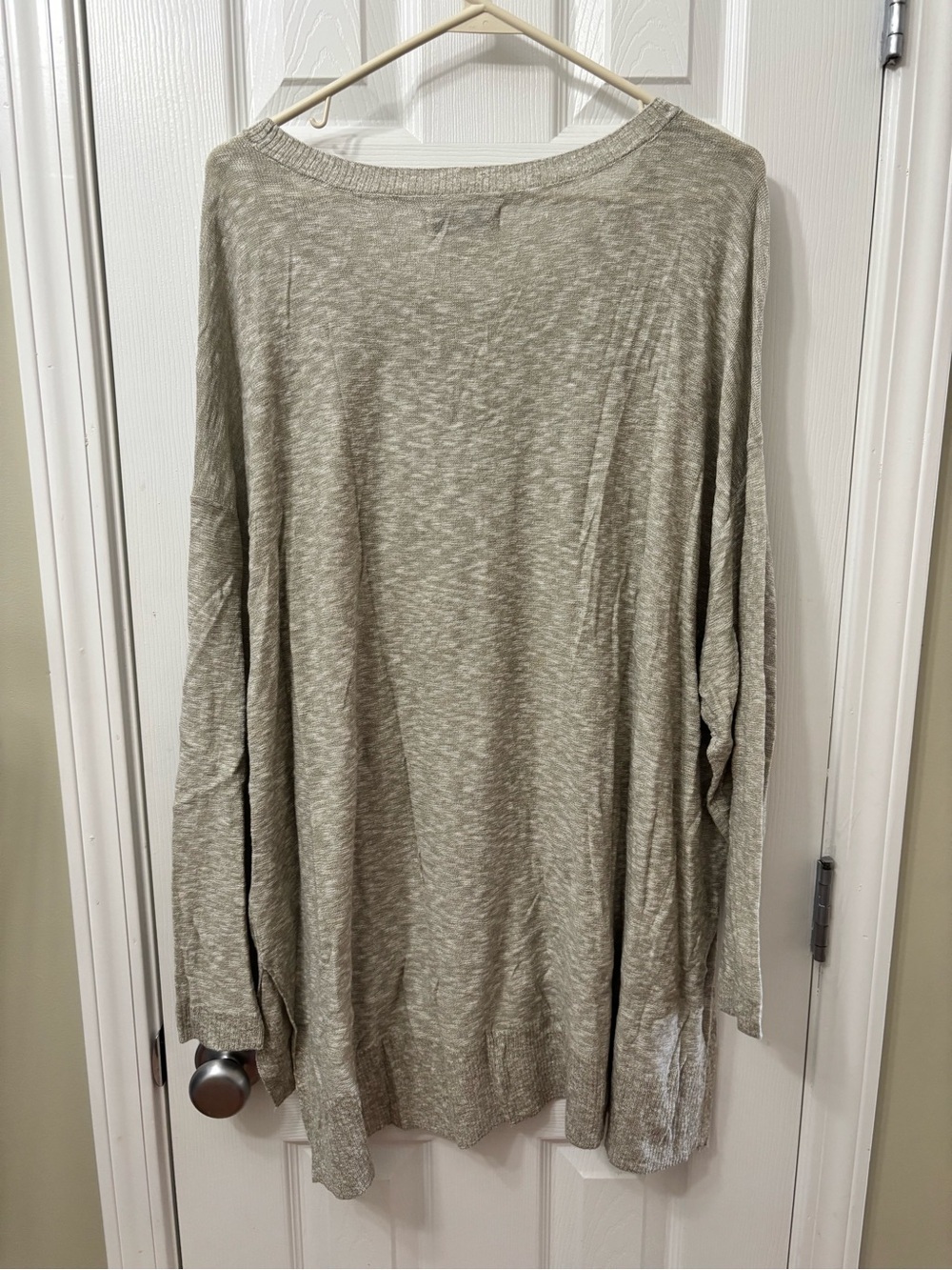 NWT Directions Women’s 3X Heathered Beige Tunic Sweater High Low Hem Side Slits - Picture 6 of 7